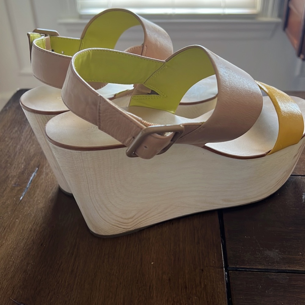 Bcbg Leather Platform Color Block Wedges - image 4